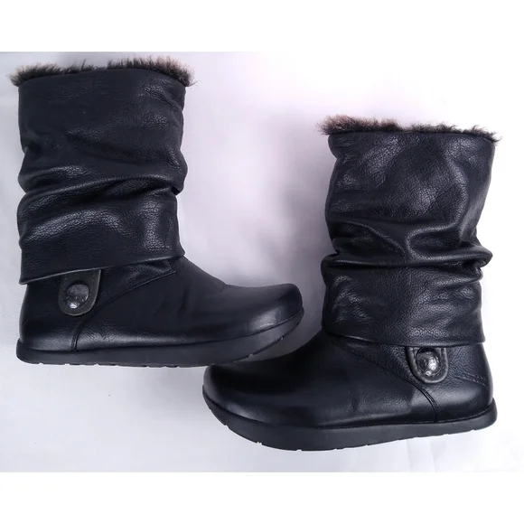Earth Shoes Shannon Leather Fur Boots 5.5 - Picture 2 of 9
